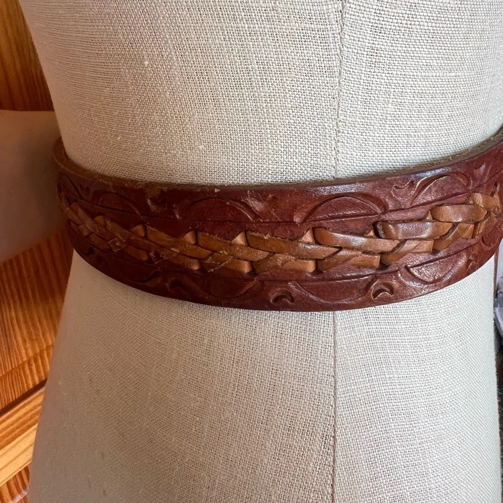 Vintage Leather Western Style Belt Made In Mexico Rodeo Streetwear Casual Cowboy